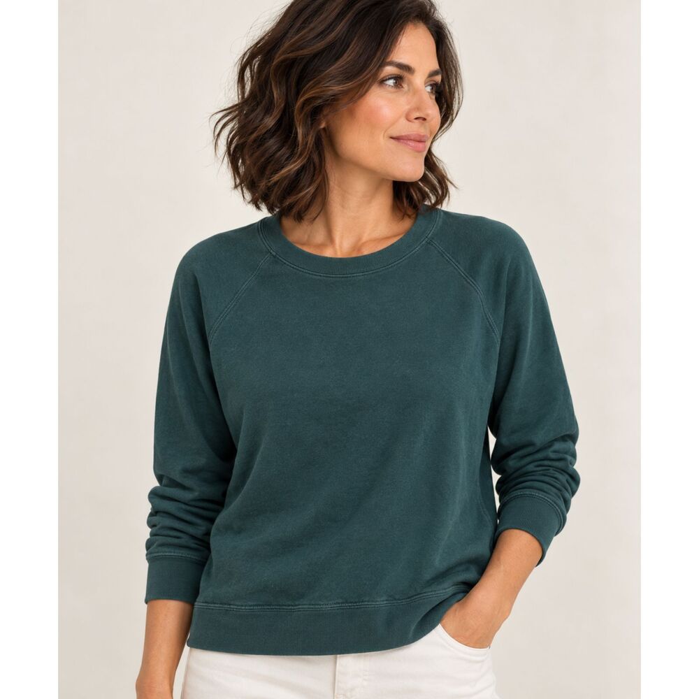 James Perse Raglan Crewneck Sweatshirt Deep Green Size 3 Large NWT